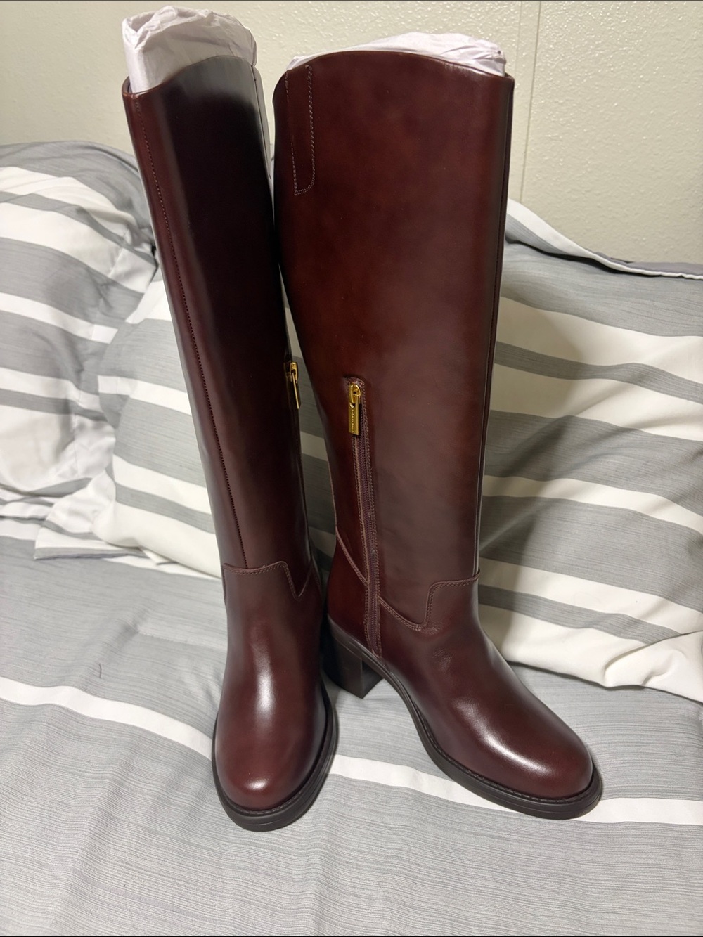 Vince Camuto Tall Leather Riding Boots in Rich Mahogany